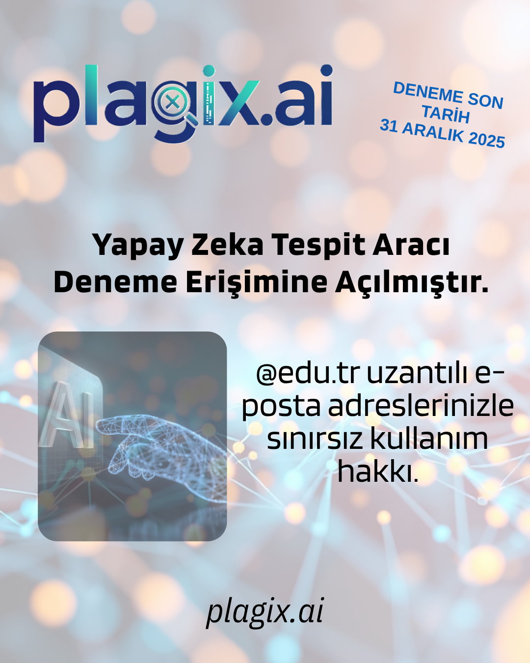 plagiX.ai Veri Tabanı Deneme Erişimi
